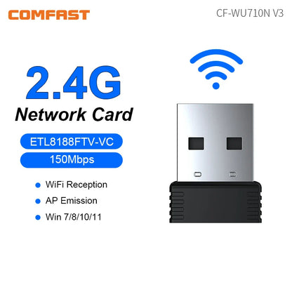 Comfast WiFi 6 USB Adapter – Mini Wireless Dongle Network Card for PC & Laptop 600Mbps