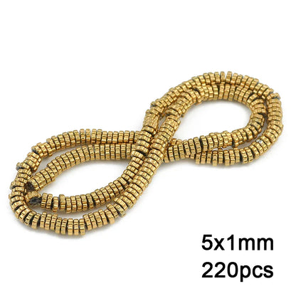 3A+ Retention Color Hematite Beads – Star & Heart Shapes, Gold-Plated Natural Stones for DIY Jewelry & Bracelets