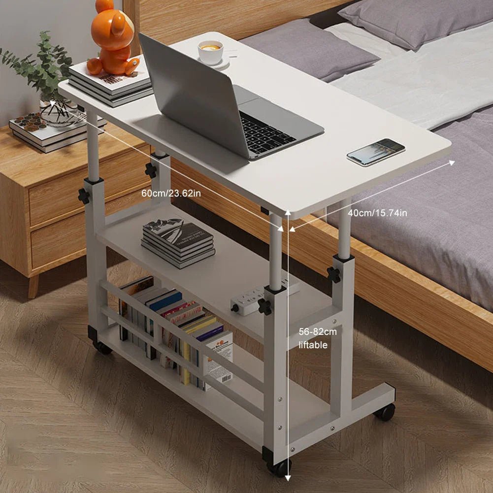 Adjustable Height Mobile Desk – Portable Rolling Stand-Up Desk with Wheels for Laptop, Bedside, and Small Office Use