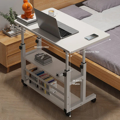 Adjustable Height Mobile Desk – Portable Rolling Stand-Up Desk with Wheels for Laptop, Bedside, and Small Office Use