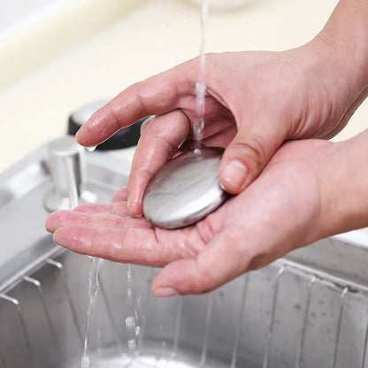 Stainless Steel Soap Shape Odor Remover - Deodorize Hands in Kitchen, Bathroom - Useful Tool for Smell Elimination