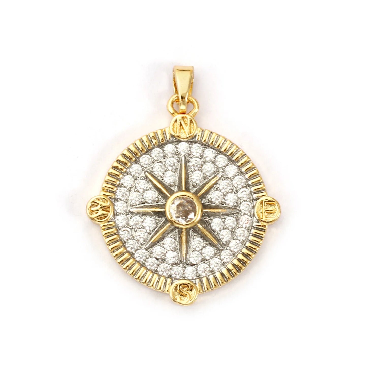 18K Gold Plated Sunflower Star Pendant – Brass Micro Pave Cubic Zirconia DIY Necklace Jewelry Making Charm