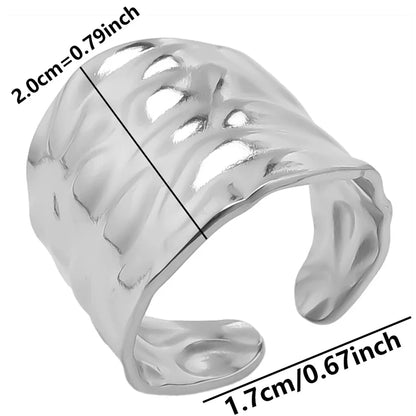 Stainless Steel Chunky Open Ring — Textured Vintage Lava Design for Men & Women