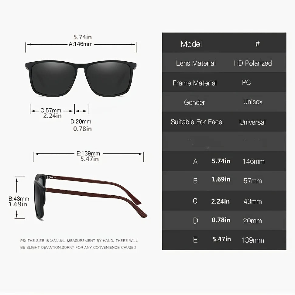 Polarized Sports Sunglasses for Men – Lightweight Comfortable Square UV400 Eyewear with Original Case