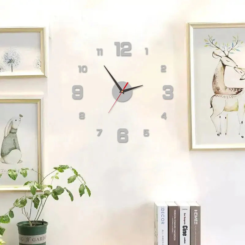 3D Frameless DIY Wall Clock — Creative Mute Digital Wall Sticker for Home, Living Room, and Office Decoration