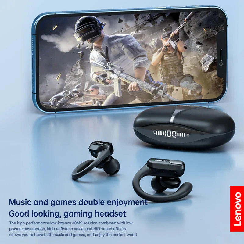 Lenovo XT80 Sports Wireless Earphones — TWS Bluetooth 5.3, HiFi Stereo, LED Power Display, Built-in Mic Headphones