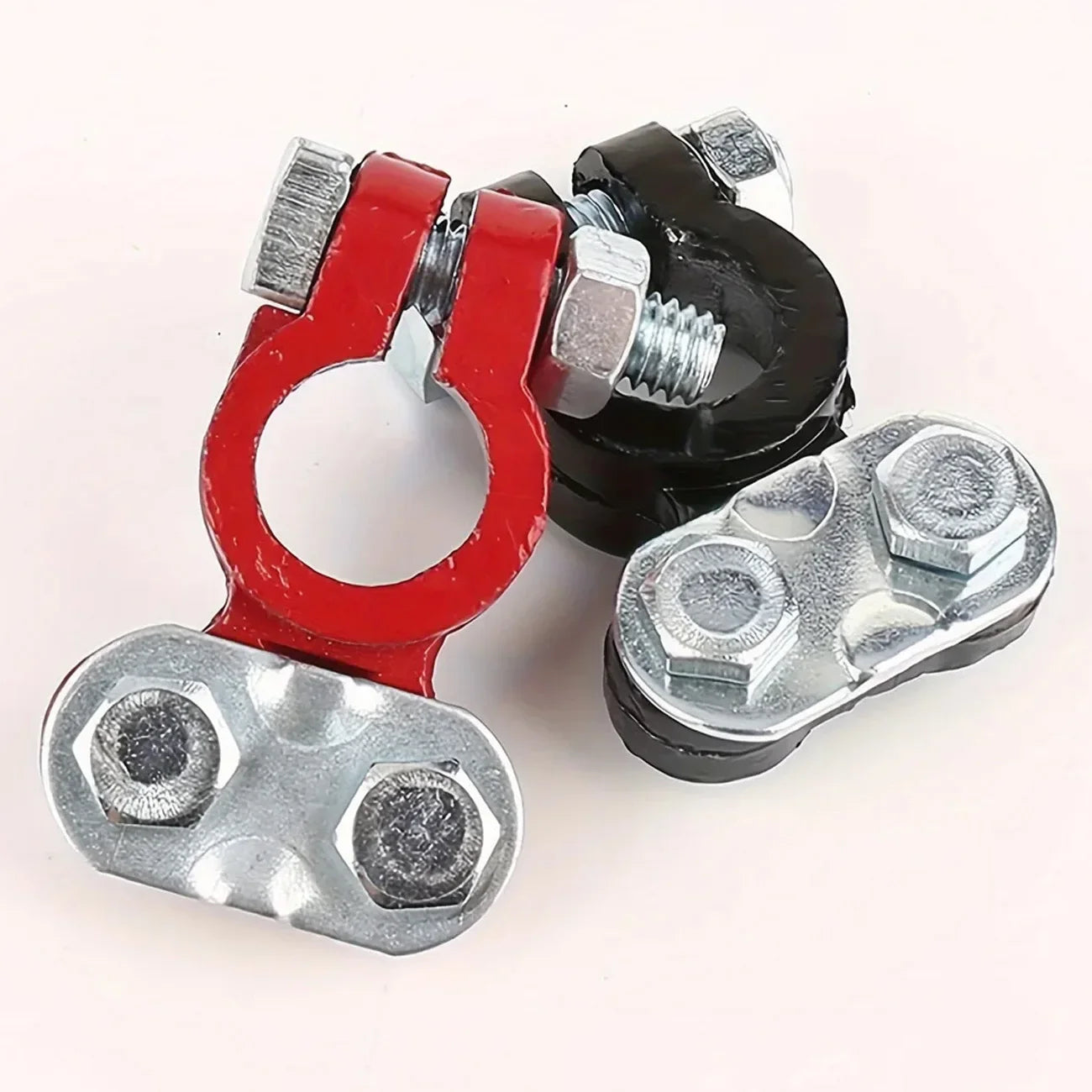 2Pcs Car Battery Terminal Connectors - Quick Release 12V 24V Positive & Negative Cable Ends for SAE/JIS Batteries