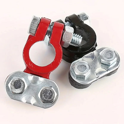 2Pcs Car Battery Terminal Connectors - Quick Release 12V 24V Positive & Negative Cable Ends for SAE/JIS Batteries