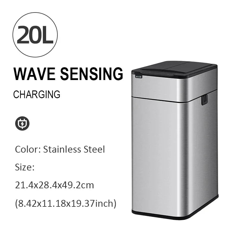Smart Automatic Trash Can - Stainless Steel Sensor Garbage Bin 20L Large Capacity Kitchen Wastebasket