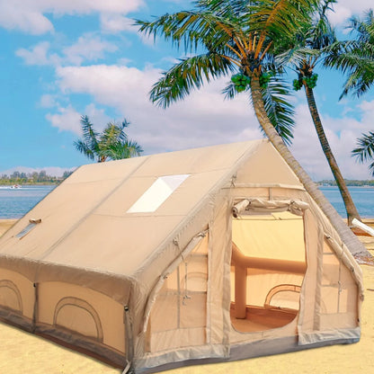 Inflatable Camping Tent for 4-8 People – Portable Water-Resistant Four-Season Tent with Windows