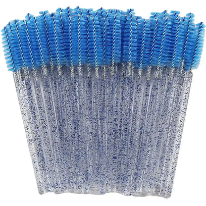 50-Pack Disposable Crystal Eyelash Brush Combs – Professional Eyelash Extension Mascara Wands for Makeup and Beauty Tools