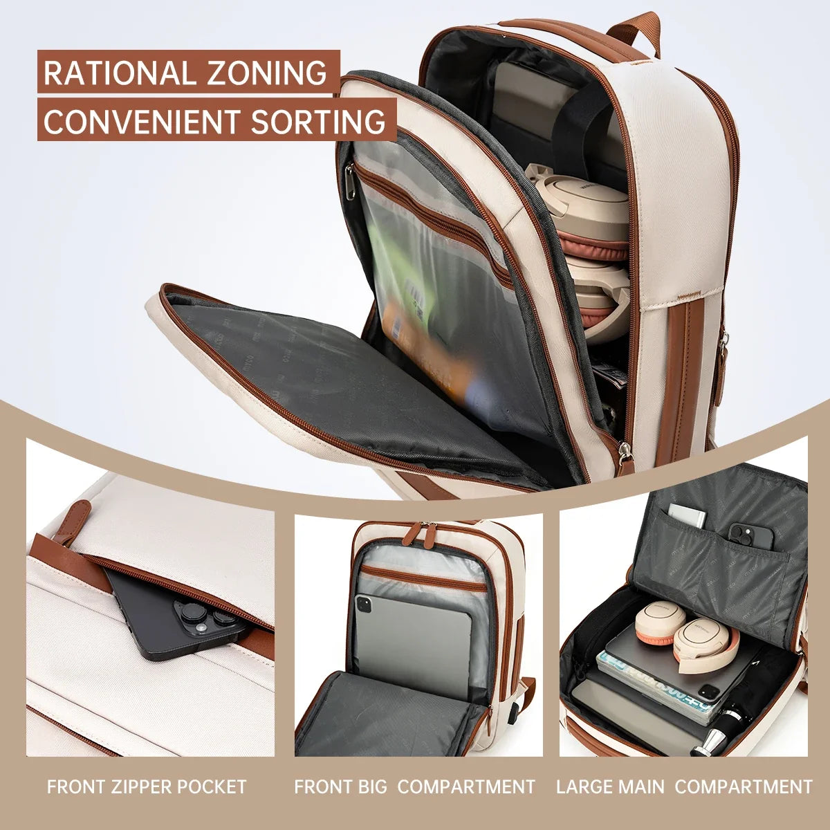 USB Rechargeable Laptop Backpack - Waterproof Large Capacity Unisex School & Travel Bag