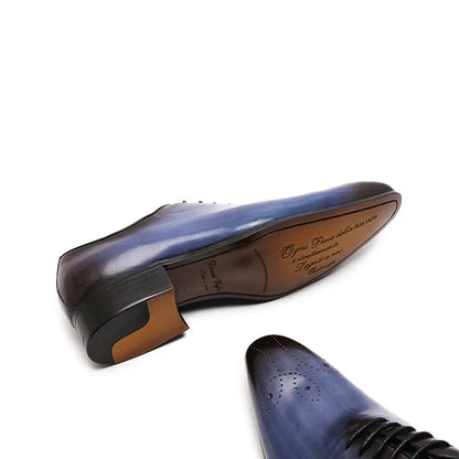 Men’s Genuine Leather Oxford Shoes - Whole Cut Pointed Toe Lace-Up Formal Business and Wedding Dress Shoes