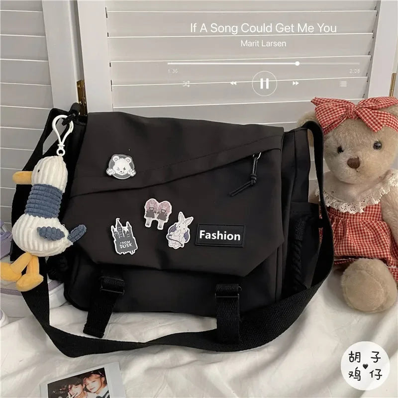 Youth Fashion Nylon Crossbody Bag – Large Capacity Canvas Shoulder Messenger School Bag for Women & Girls