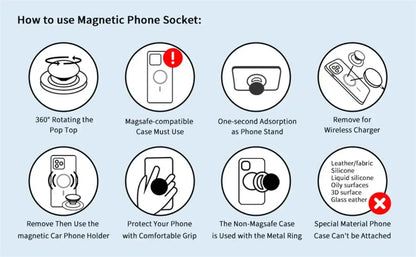 Magnetic Folding Phone Grip Holder – Pocket Stand & Ring Support for MagSafe iPhone, Mac, Samsung