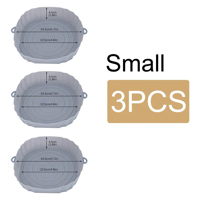Reusable Air Fryer Silicone Pot & Baking Tray Set – 1/2/3PCS Silicone Basket for Pizza, Fried Chicken & Grill