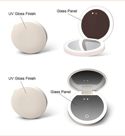 TENGMIR UV Smart Sunscreen Makeup Mirror – Portable LED Light UV Detection & Sunscreen Testing Mirror