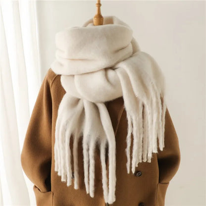 Winter Cashmere Scarf for Women: Warm Solid Pashmina Wrap with Tassel - Thick, Soft, and Stylish Shawl
