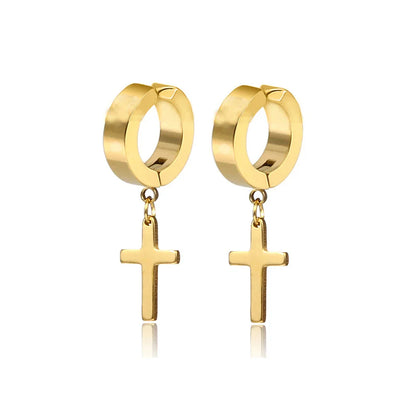 Magnetic Cubic Zirconia Clip-On Earrings Set – Non-Pierced Fake Stud, Cross Dangle & Hoop Styles for Men & Women