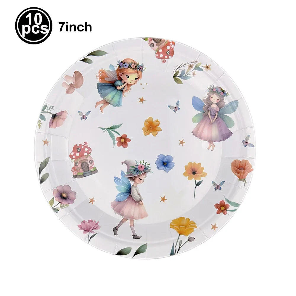 Pink Butterfly Fairy Party Tableware Set – Disposable Plates, Cups & Napkins for Birthday, Wedding & Baby Shower Decor