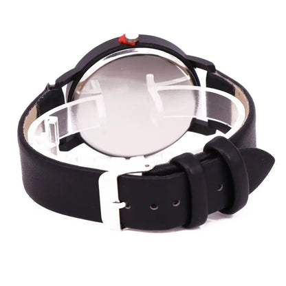 Popular Reverse Pointer Couple Watch – Simple Black & White Quartz Wristwatch for Women & Men