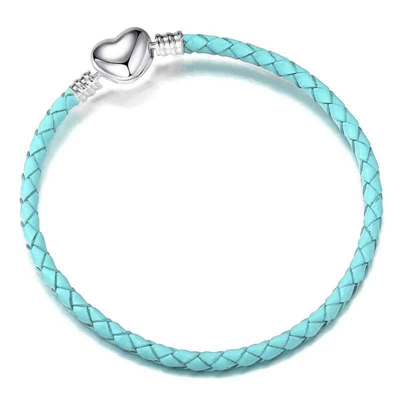 BAOPON 9-Color Leather Charm Bracelet - DIY Chain Jewelry Gift for Women & Girls