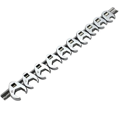 10pcs 3/8" Drive Crowfoot Wrench Set — 10-22mm Metric Open-End Spanners for Torque Wrenches