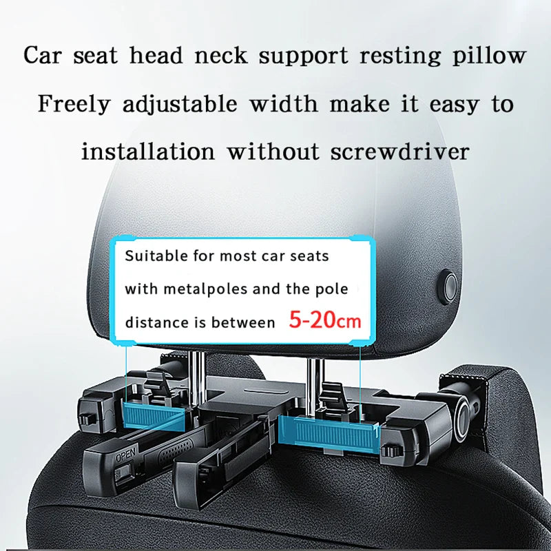 Fifth-Generation Upgraded Multi-Functional Side Pillow - Built-In Storage Hook and Aromatherapy Box for Car Travel