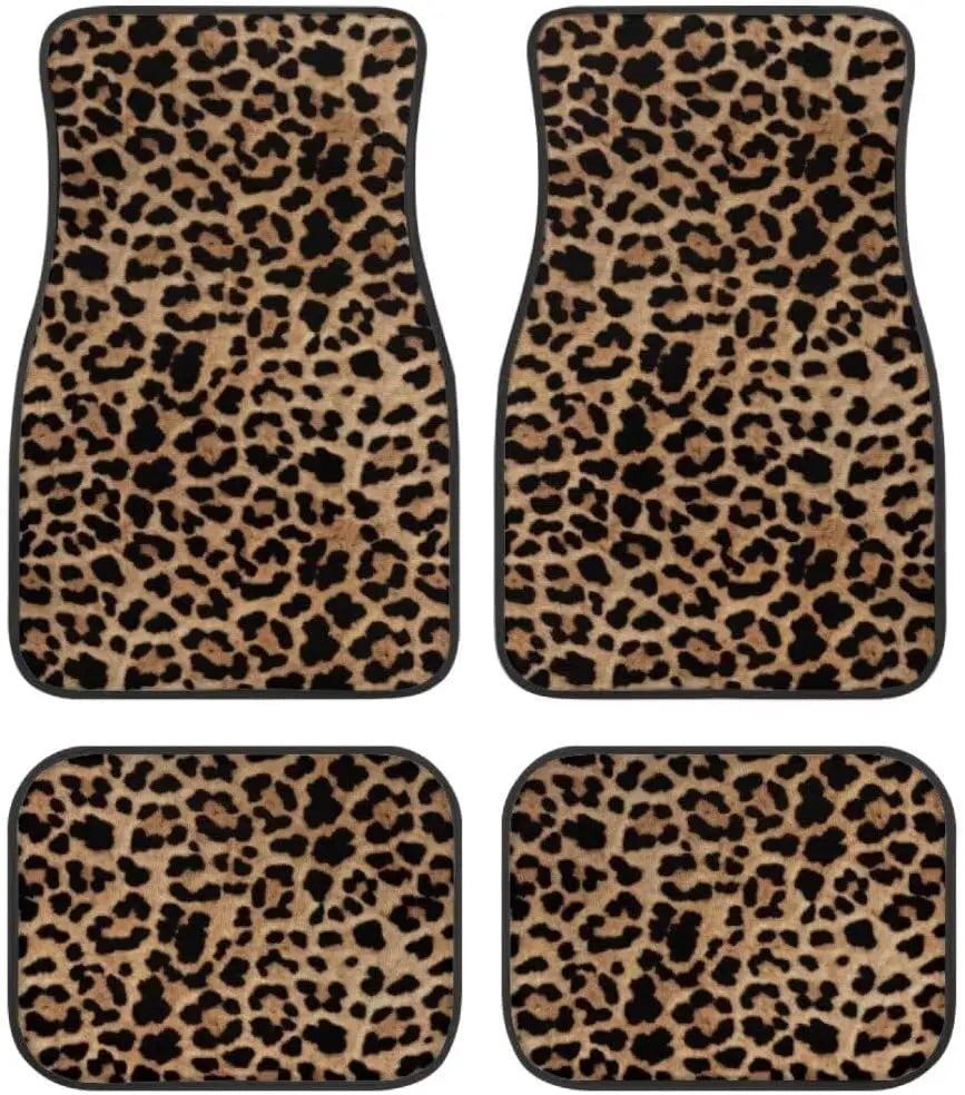 Leopard Print Car Floor Mats - 2PCS or 4PCS All-Weather Universal Fit for SUVs, Trucks & Limos