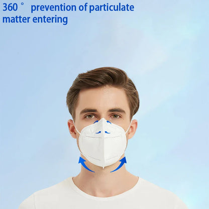 50/100PCS Adult KN95 Masks – Black & White, 5-Layer Dustproof Face Mask with Breathable Design & Adjustable Nose Bridge
