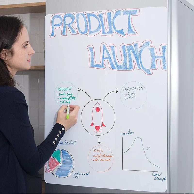 A2 Magnetic Dry Erase Whiteboard for Fridge – 23.6" x 16.5" Board with 8 Markers & Eraser