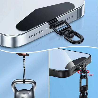 Upgraded 360° Rotatable Stainless Steel Phone Tether Tab – Metal Patch Gasket & Cellphone Lanyard Safety Connector