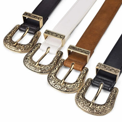 Vintage Carved Needle Buckle Belt — PU Leather Punk Hip Hop Rock Style Unisex Jeans Belt, Y2K Fashion Accessory