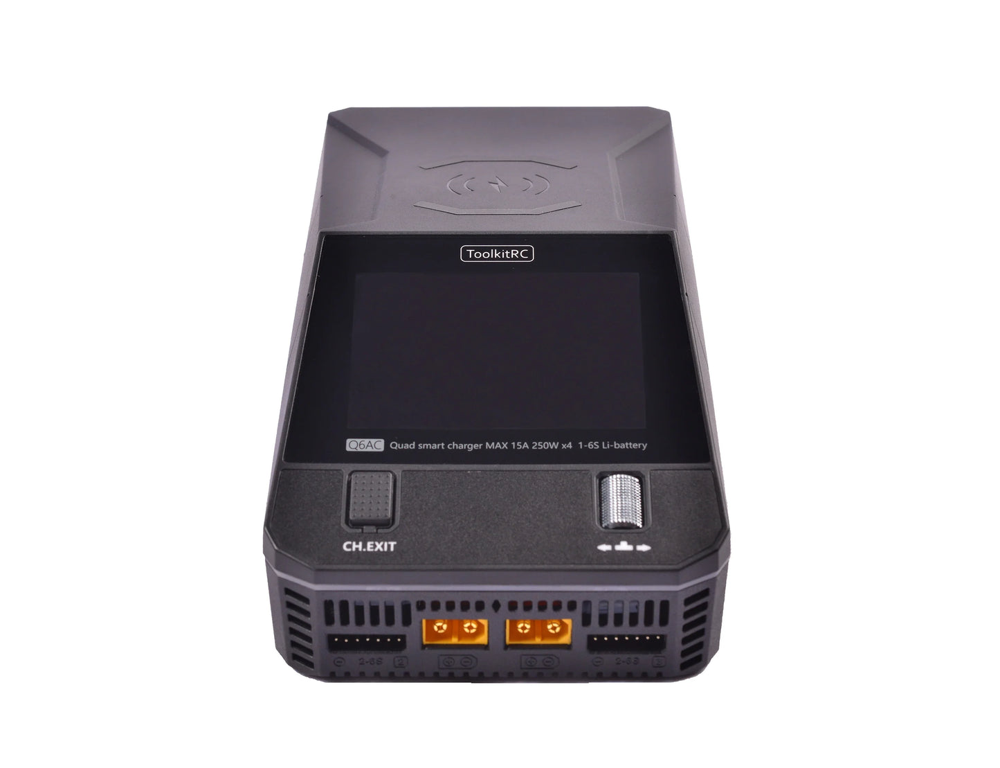ToolkitRC Q6AC Charger AC 400W/DC 1000W 4-Channel with 65W USB & 15W Wireless Charging for LiPo NiMH PB Batteries