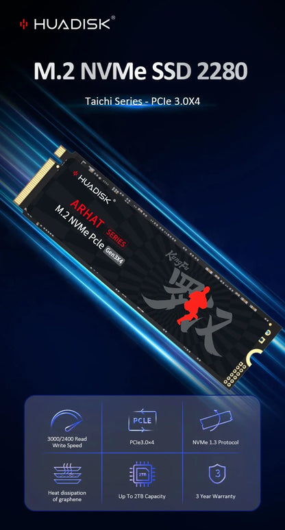 HUADISK M.2 NVMe PCIe SSD 128GB-2TB, High-Speed Internal Solid State Drive for Laptop & Desktop, M.2 2280