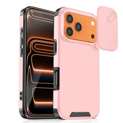 Slide Camera Protector — Shockproof Armor Matte iPhone Case (Fits 11/12/13/14/15/16/17 • Pro/Max/Plus/16e/17 Air)