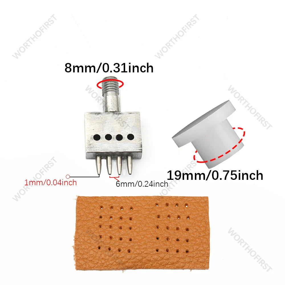 M8 Thread Dies Leather Hole Punch Set – 4/5/6/8mm Round Stitching & Perforated Cut Tools for Hand Press