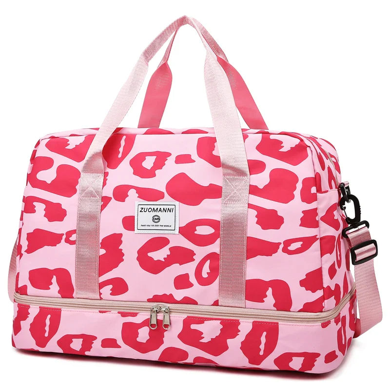 Women’s Carry-On Travel Bag – Spacious Animal Print Nylon Gym & Sports Bag, Large Capacity Weekend Overnight Bag