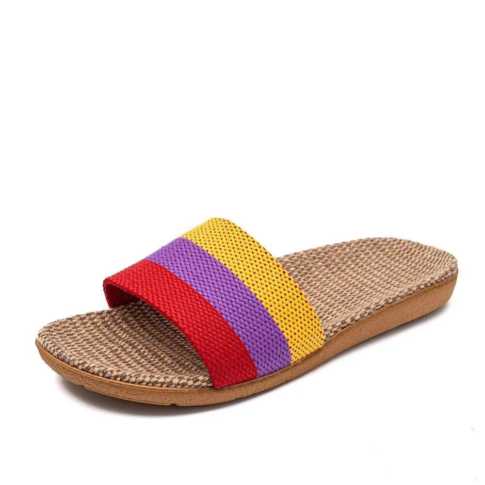 Women's Summer Linen Slippers – Lightweight EVA Flat Sandals, Casual Home Shoes
