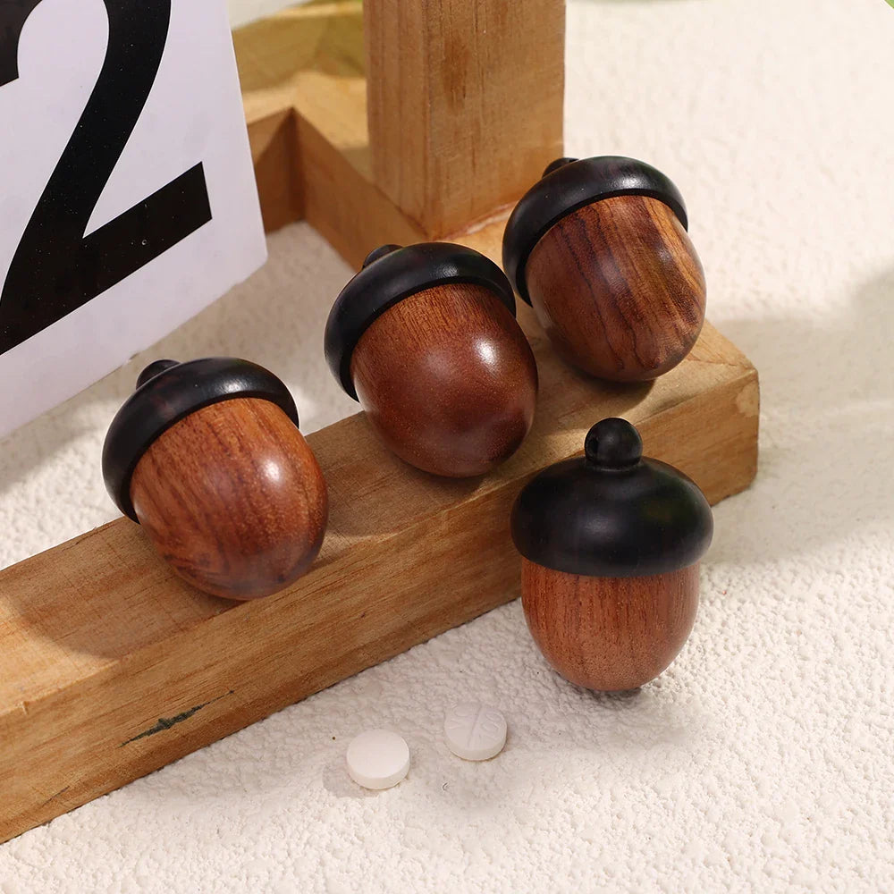 Mini Wood Acorn Pendant Box - 5/1Pcs Portable Multi-Purpose Rescue Pill Case & DIY Storage Container