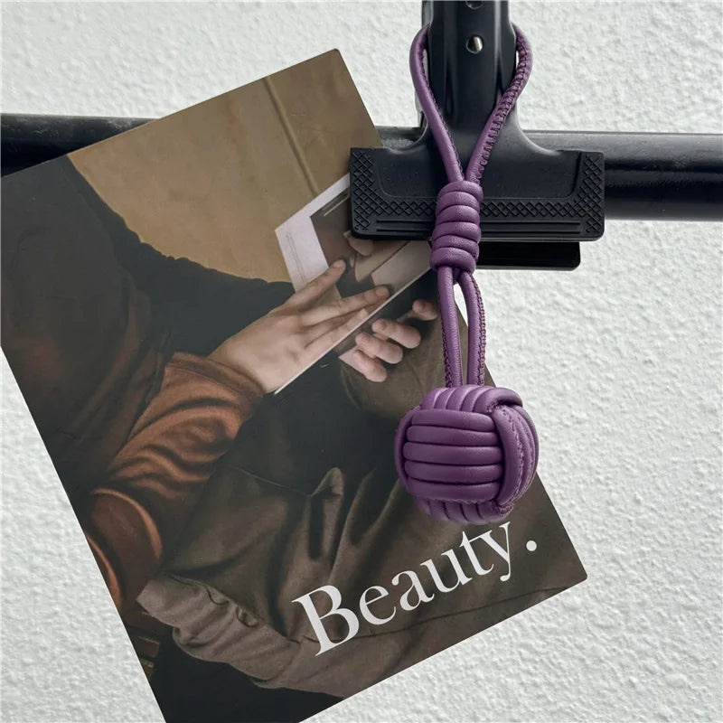 Luxury PU Leather Handmade Weave Ball Bag Pendant – Fashionable Handbag Charm Accessory, Creative Decorative Keychain Gift for Women