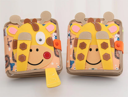 Montessori Busy Book for Kids – Color, Shape & Animal Cognition, Early Education Giraffe Quiet Book, Fine Motor Skills Toy