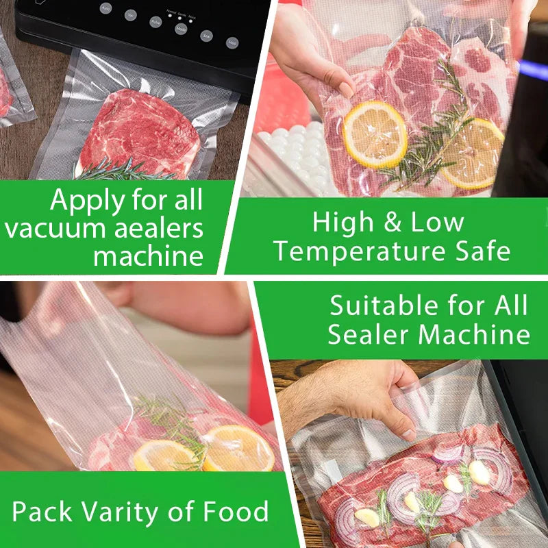 SaengQ Vacuum Bags for Food: Food Fresh Long Keeping Rolls/Lot - Vacuum Sealer Bags in Various Sizes (12+15+20+25+30cm*500cm)