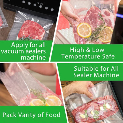 SaengQ Vacuum Bags for Food: Food Fresh Long Keeping Rolls/Lot - Vacuum Sealer Bags in Various Sizes (12+15+20+25+30cm*500cm)