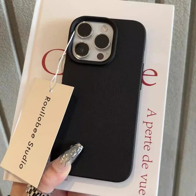 Candy Color Lichee Pattern Soft Phone Case – Shockproof Cover for iPhone 11–17, Pro Max, Air, 16E, X, XS, XR