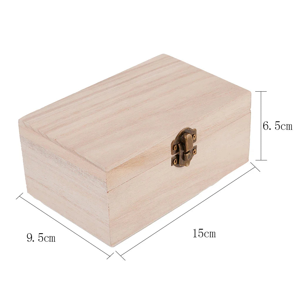 Wooden Jewelry Storage Box with Lid — Square Hinged Craft Box for DIY, Home Decor, and Mother's Day Gift