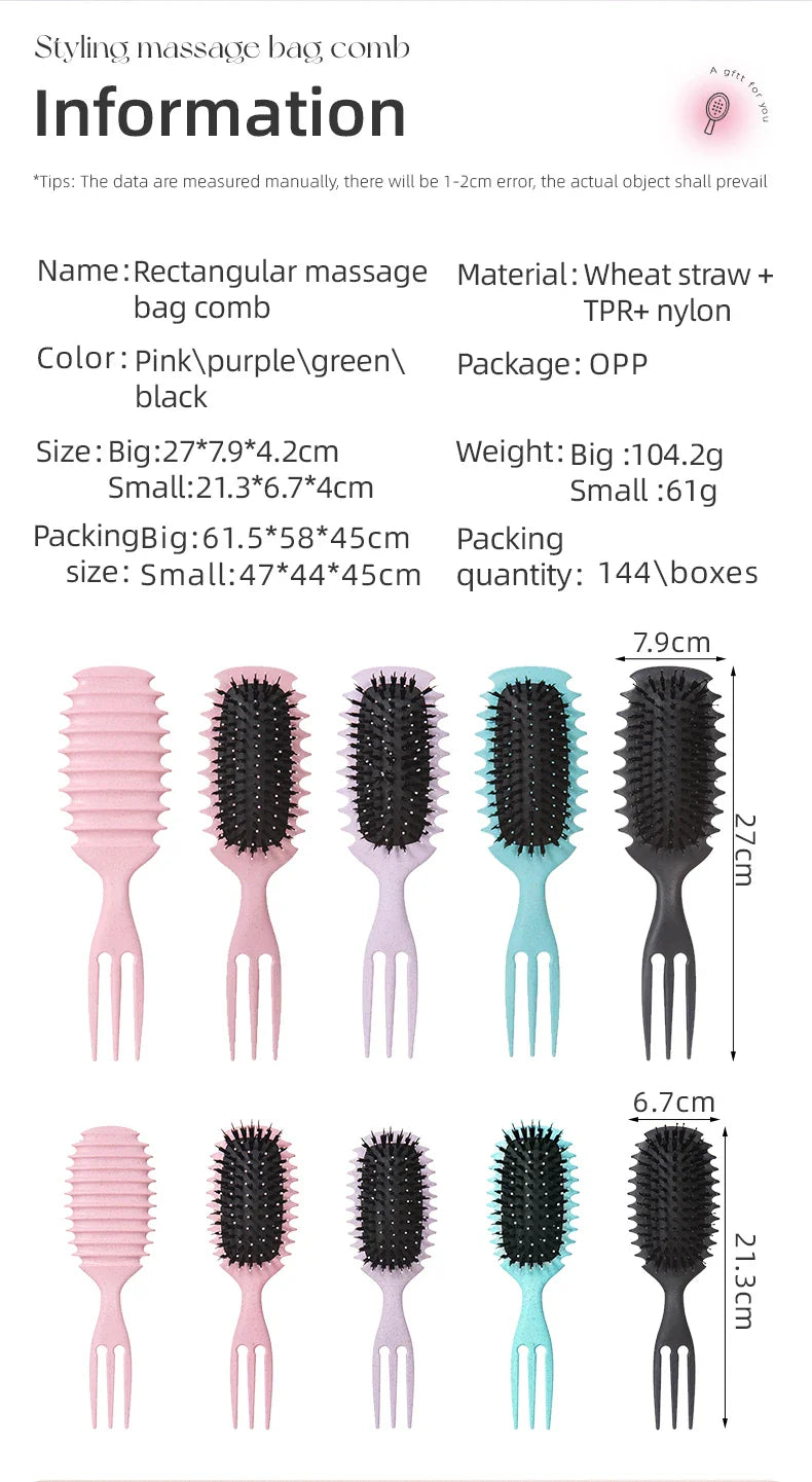 Candy Brush Curly Hair Styling – Nylon Bristle Detangling & Volumizing Comb for All Hair Types