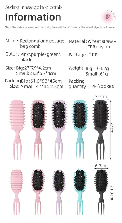 Candy Brush Curly Hair Styling – Nylon Bristle Detangling & Volumizing Comb for All Hair Types