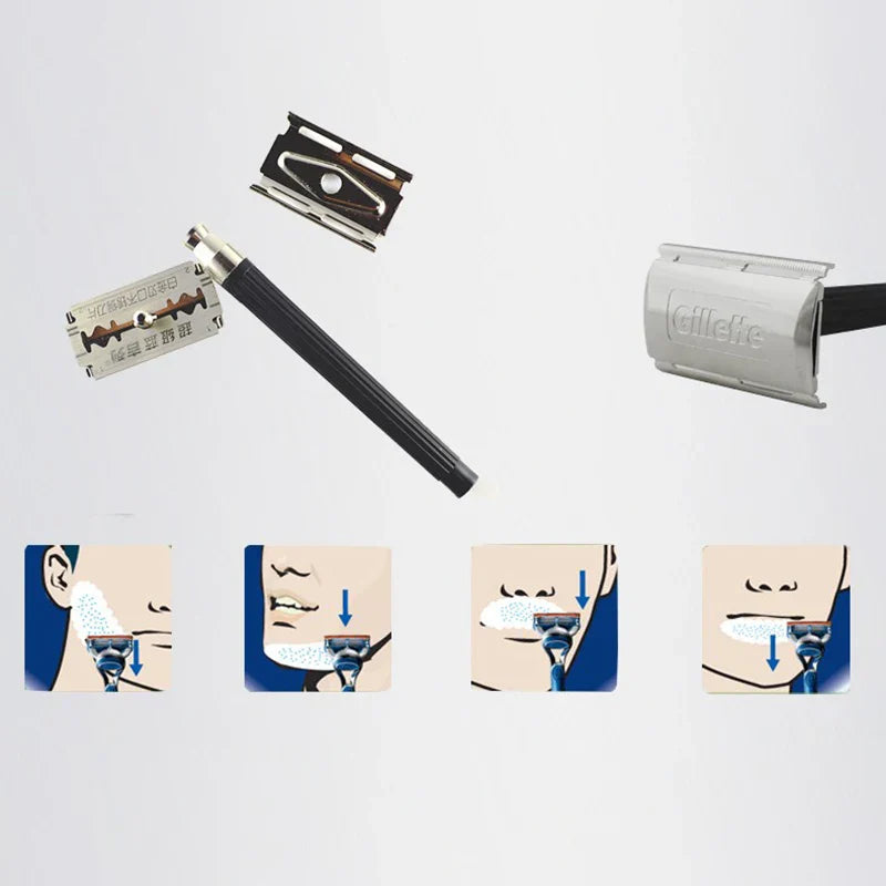 Gillette Super Blue Straight Razor for Men - Stainless Steel Razor Blades for Safe Shaving and Beard Care