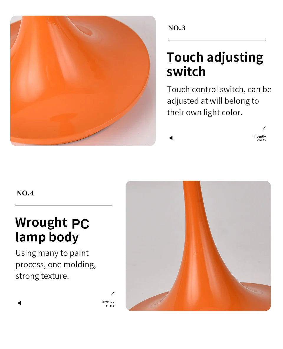 LED Mushroom Small Table Lamp - Portable USB Charging Dimmable Flower Bud Lamp - Bedroom Bedside Lamp